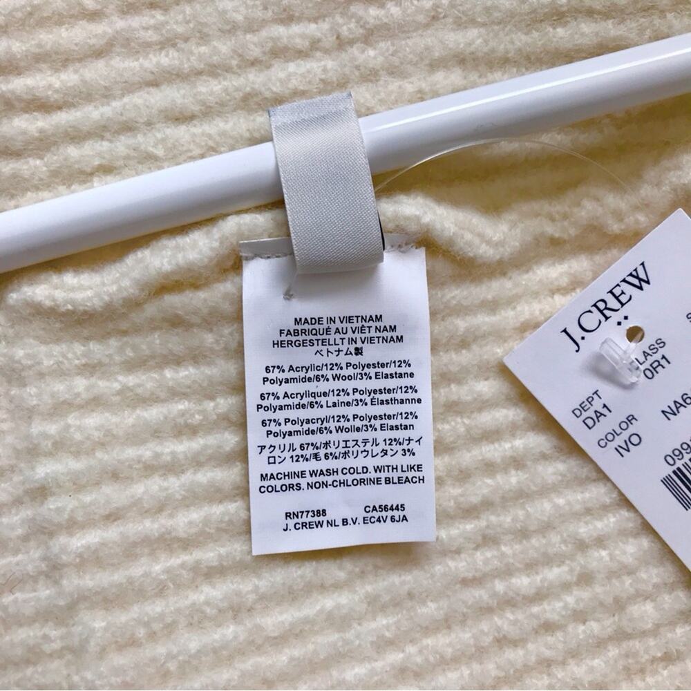 J. Crew NWT Cream Knit Beanie Ribbed Fisherman Hat with Wool Blend - Picture 5 of 6